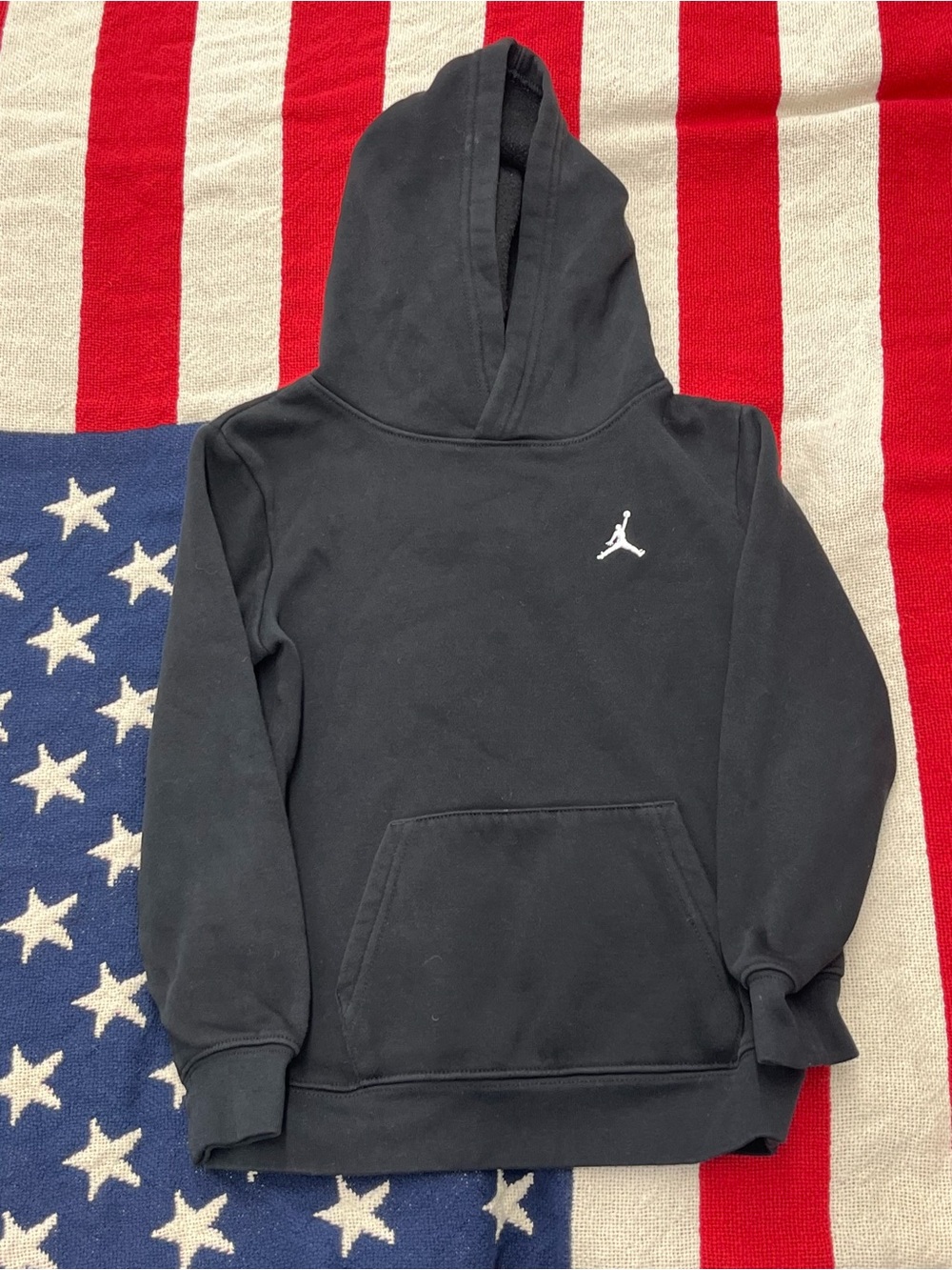 Jordan Black Crewneck Hoodie with White Jumpman Logo Size 7